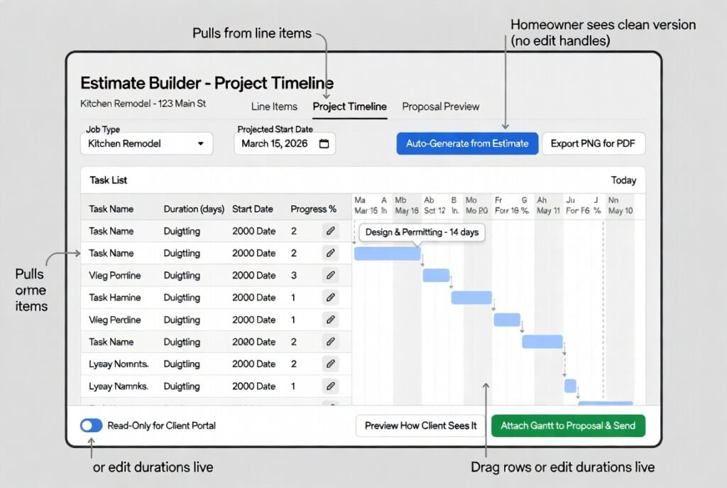 AI project timeline tool for trades UK gantt chart