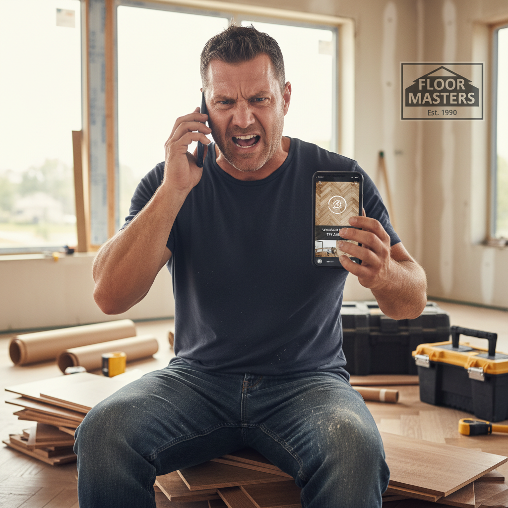 UK tradesman checking exclusive leads on tablet